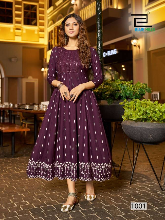 Zudio By Blue Hills Rayon Embroidery Anarkali Kurti Suppliers In India
